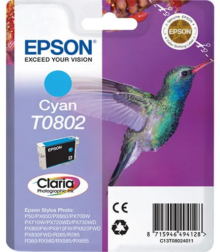 Epson T0802 C13T08024011 青色墨盒,350 页