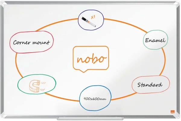 Nobo Premium Plus 搪瓷白板 90x60cm 白色